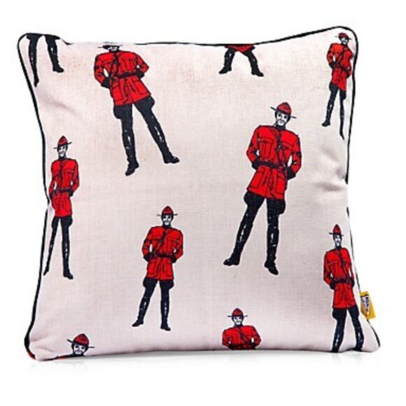 Canadian Mountie Soft Burlap Throw Pillow Shell (Stuffing Not Included) - Picture 1 of 2